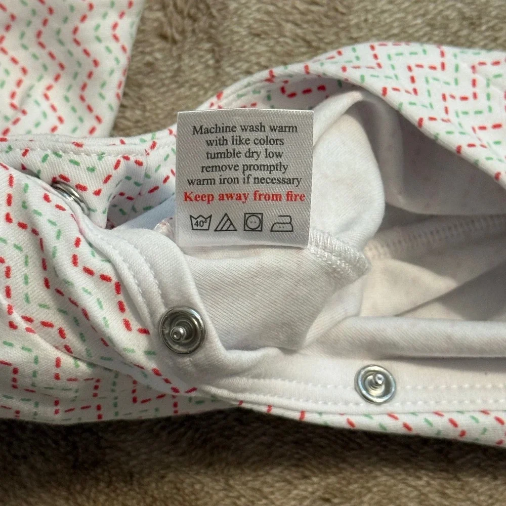Magnolia Baby Gingerbread Man Footed Sleeper Pima Cotton Red Green Chevron 6M